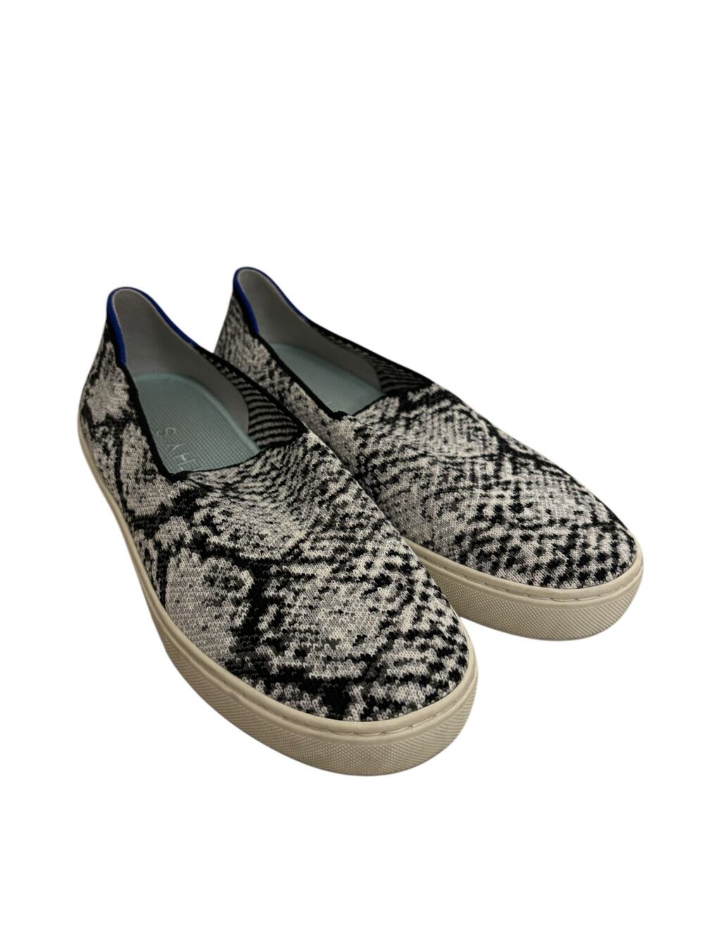 Rothy’s Sneaker Womens 7.5 The Original Slip On Phyton Black White Knit Comfort